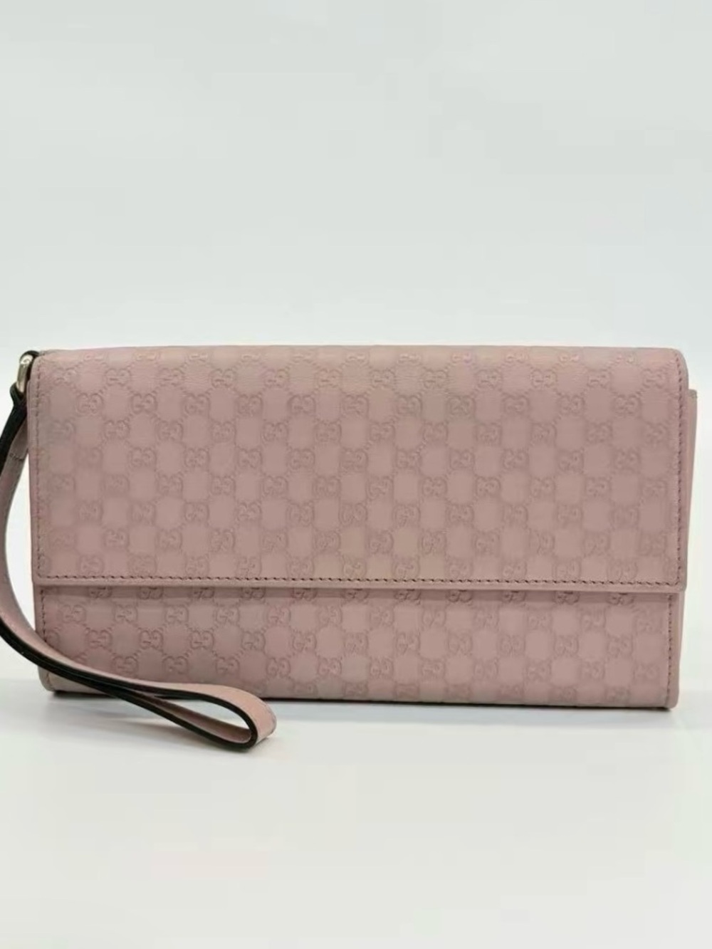 Gucci Microguccissima Leather Wallet Wristlet Pink Interlocking G
